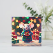 Merry Christmas Mouse Wenskaart Feestdagenkaart (Staand voorkant)