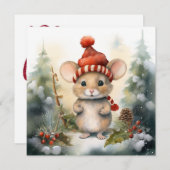 Merry Christmas Mouse Wenskaart Feestdagenkaart (Voorkant / Achterkant)