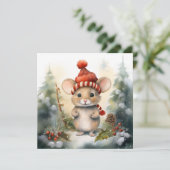 Merry Christmas Mouse Wenskaart Feestdagenkaart (Staand voorkant)