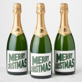 Merry Christmas Mousserende Wijn Label Sparkling Wijnetiket (Flessen)
