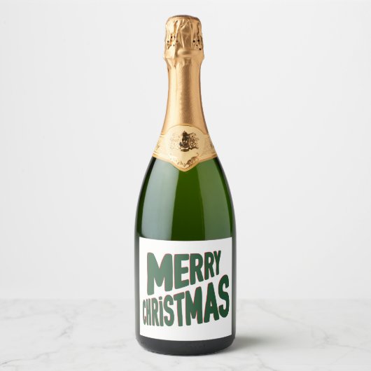 Merry Christmas Mousserende Wijn Label Sparkling Wijnetiket (Voorkant)