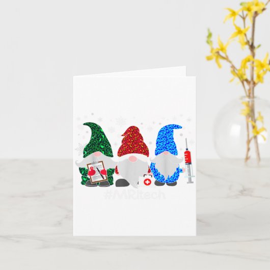 Merry Christmas Mri Tech Gnomes Cute Xmas Leopard  Kaart (Gele Bloem)