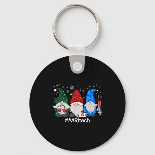 Merry Christmas Mri Tech Gnomes Cute Xmas Leopard  Sleutelhanger (Voorkant)