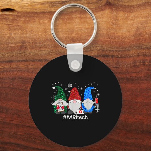 Merry Christmas Mri Tech Gnomes Cute Xmas Leopard  Sleutelhanger (Voorkant)