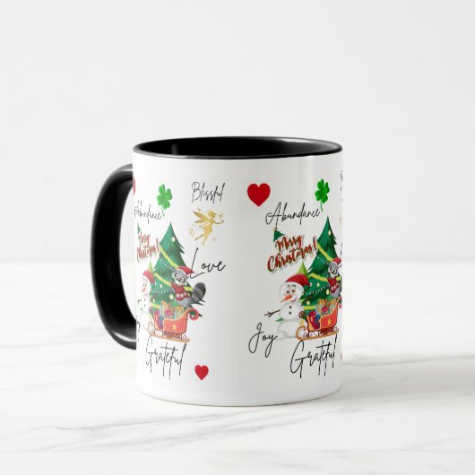 Merry Christmas Mug | Joy, Love & Abundance | Fest Mok (Voorkant links)