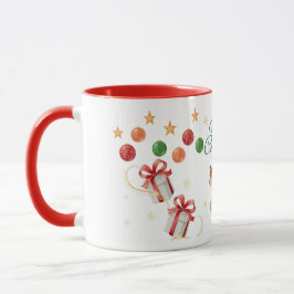 Merry Christmas Mug – Santa & Flying Reindeer Mok