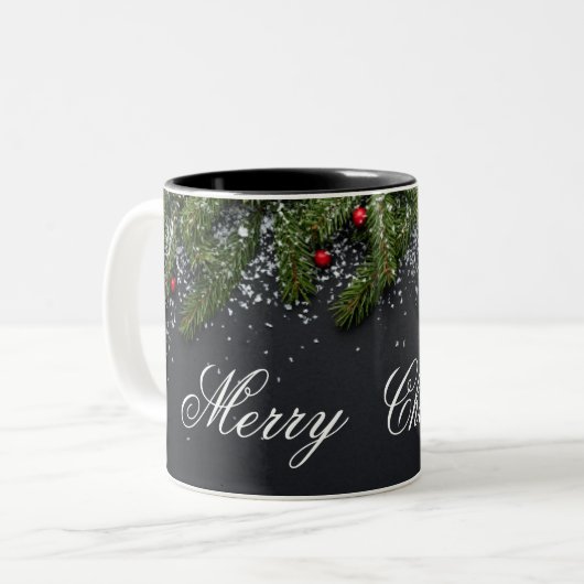 Merry Christmas Mug Tweekleurige Koffiemok (Voorkant links)