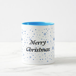 Merry Christmas mug with blue snowflakes Mok