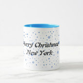 Merry Christmas mug with blue snowflakes Mok (Midden)