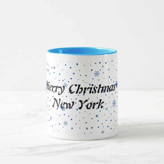 Merry Christmas mug with blue snowflakes Mok (Midden)