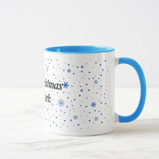 Merry Christmas mug with blue snowflakes Mok (Rechts)
