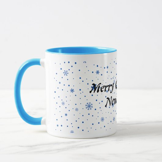 Merry Christmas mug with blue snowflakes Mok (Links)