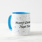 Merry Christmas mug with blue snowflakes Mok (Voorkant links)
