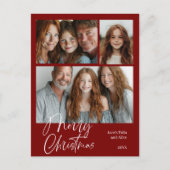 Merry Christmas Multi drie foto Design Rood Feestdagenkaart (Voorkant)