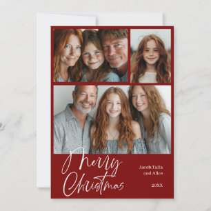 Merry Christmas Multi drie foto Design Rood Feestdagenkaart