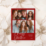 Merry Christmas Multi drie foto Design Rood Feestdagenkaart<br><div class="desc">Vrolijk kerstfeest multi-foto ontwerp met drie foto's rood</div>