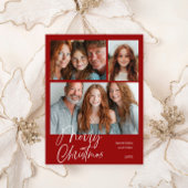 Merry Christmas Multi drie foto Design Rood Feestdagenkaart