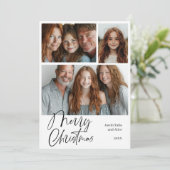 Merry Christmas Multi drie foto's Ontwerp Feestdagenkaart (Staand voorkant)