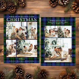 Merry Christmas Multi Photo Green Plaid Feestdagenkaart