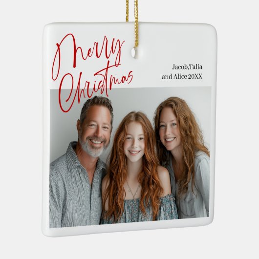 Merry Christmas Multi twee foto's Design Rood Keramisch Ornament (Rechts)