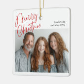 Merry Christmas Multi twee foto's Design Rood Keramisch Ornament (Links)