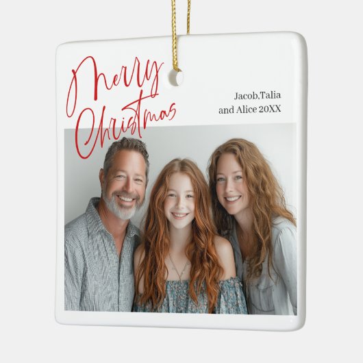 Merry Christmas Multi twee foto's Design Rood Keramisch Ornament (Links)