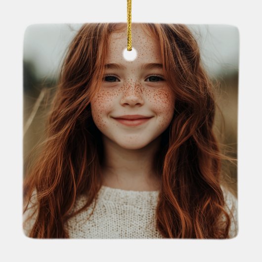 Merry Christmas Multi twee foto's Design Rood Keramisch Ornament (Achterkant)