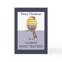 Merry Christmas Music Teacher Music Note Bird