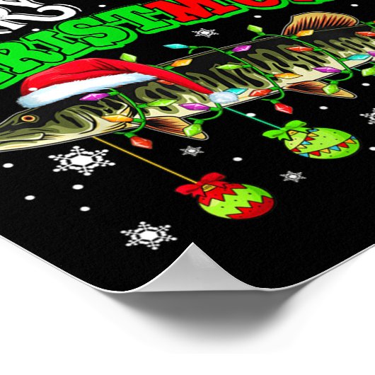 Merry Christmas Musky Three Santa Muskies Fisher F Poster (Hoek)