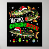 Merry Christmas Musky Three Santa Muskies Fisher F Poster (Voorkant)