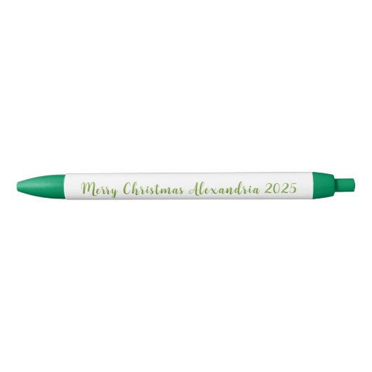 Merry Christmas Name 2025 in Green Zwarte Inkt Pen (Voorkant)