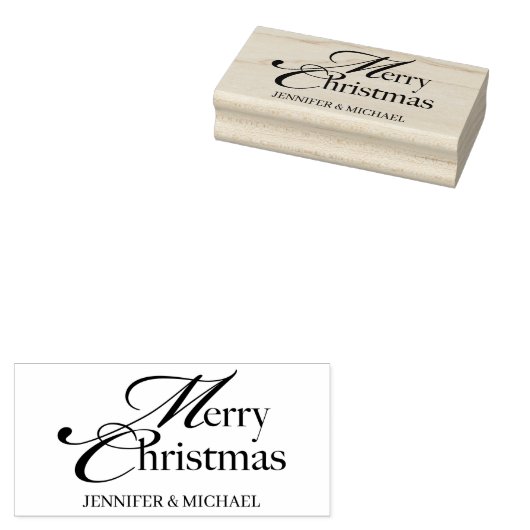 Merry Christmas name basic Rubberstempel (Gestempeld)