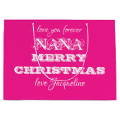 Merry Christmas Nana Classic Script Chic Pink Groot Cadeauzakje (Voorkant)