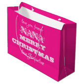 Merry Christmas Nana Classic Script Chic Pink Groot Cadeauzakje (Voorkant Gekanteld)