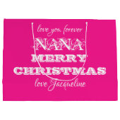 Merry Christmas Nana Classic Script Chic Pink Groot Cadeauzakje (Achterkant)