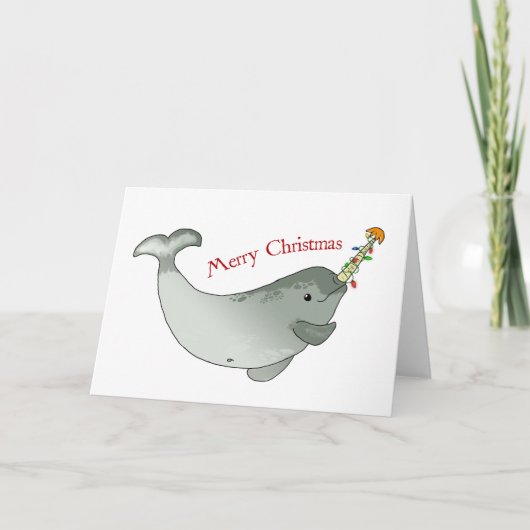 Merry Christmas Narwhal Feestdagen Kaart (Voorkant)
