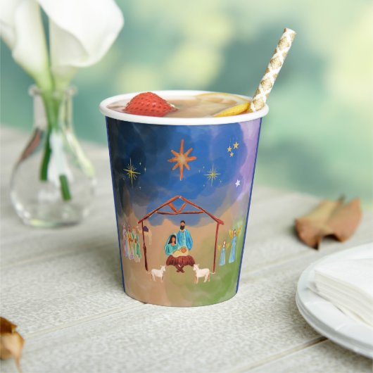 MERRY CHRISTMAS NATIVITY PAPIER CUPS PAPIEREN BEKERS (Insitu)