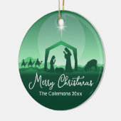 Merry Christmas Nativity Scene Green Religious Keramisch Ornament (Links)