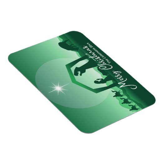 Merry Christmas Nativity Scene Green Religious Magneet (Rechterzijde)