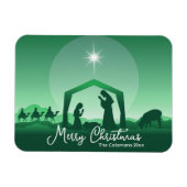 Merry Christmas Nativity Scene Green Religious Magneet (Horizontaal)