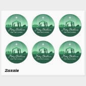 Merry Christmas Nativity Scene Green Religious Ronde Sticker (Vel)