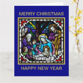 MERRY CHRISTMAS NATIVITY SCENE KAART (Gele Bloem)