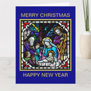 MERRY CHRISTMAS NATIVITY SCENE KAART