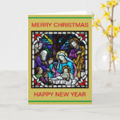 MERRY CHRISTMAS NATIVITY SCENE KAART (Gele Bloem)