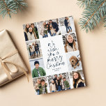 Merry Christmas navy 10 photo fun family collage Feestdagenkaart<br><div class="desc">Wij wensen u een vrolijk kerstfeest! Deze vakantiefotokaart heeft een klassieke boodschap in een leuke kerstboomvorm in marineblauw op een gebroken witte achtergrond. Met een collage van 10 foto's op de voorkant, is het een geweldige manier om kerstgejuich naar vrienden en familie te sturen. De speelse type behandeling heeft de...</div>