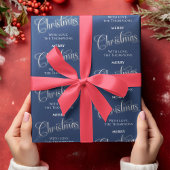Merry Christmas Navy Blue gepersonaliseerd Inpakpapier Vel