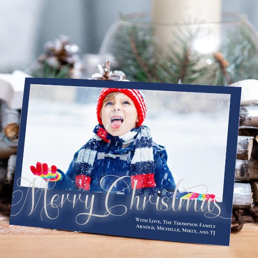 Merry Christmas Navy Blue One fotoscript Feestdagenkaart