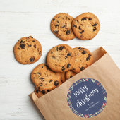 Merry Christmas Navy Blue Schattigee kalligrafie S Ronde Sticker