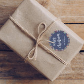 Merry Christmas Navy Blue Schattigee kalligrafie S Ronde Sticker