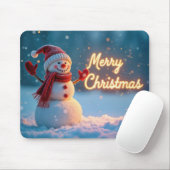 Merry Christmas Neon Sign With Snowman Muismat (Met muis)